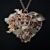 Steampunk "Bee Mine" jewelry - romantic heart-shaped silver and rose gold Queen Bee Pendant Necklace with rhinestone diamante crystals by KindHeartsEmporium steampunk buy now online