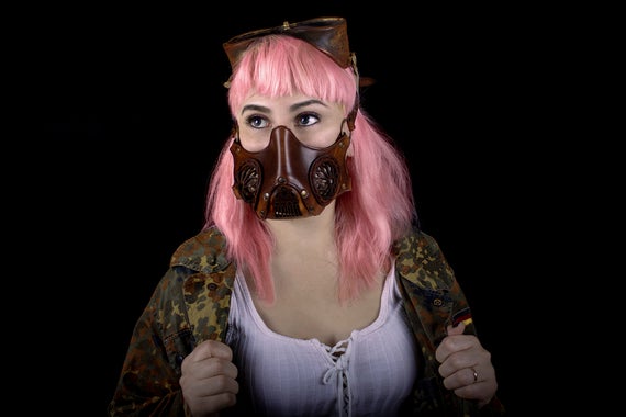 Steampunk Gas Leather Mask Post apocalyptic for halloween or larp costume. Victorian mask by ElMarquesLARP steampunk buy now online