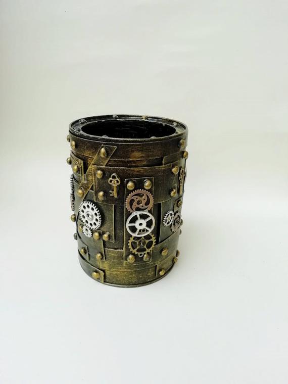 Steampunk Pot/Holder / Vintage Gift / Bookish Gift by JacquisGrandEmporium steampunk buy now online