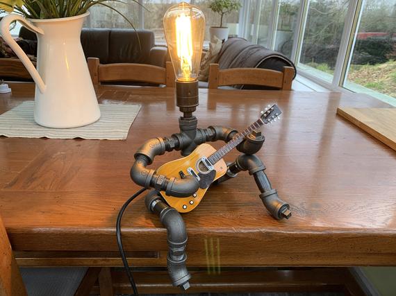 Steampunk style table lamp - guitar player by SteampunkByAdam steampunk buy now online