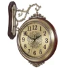 WENHSIN 16" European Luxury Classical 360° Wall Clock Antique Design Ultra Mute Quartz Soild Wood Alloy Double Sides Clock for Living Room Clock Art Deco (Red Wooden frame) steampunk buy now online