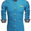 Coofandy Men's Fashion Slim Fit Dress Shirt Casual Shirt Lake Blue Small steampunk buy now online