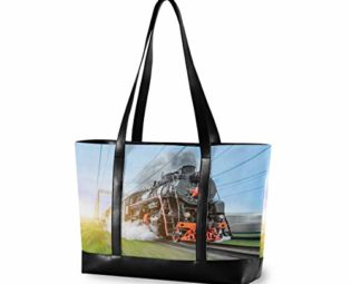Hunihuni Laptop Tote Bag Vintage Steam Train Woman Large Capacity Canvas Shoulder Handbag fits 15.6 inch for Travel School Daily Use steampunk buy now online