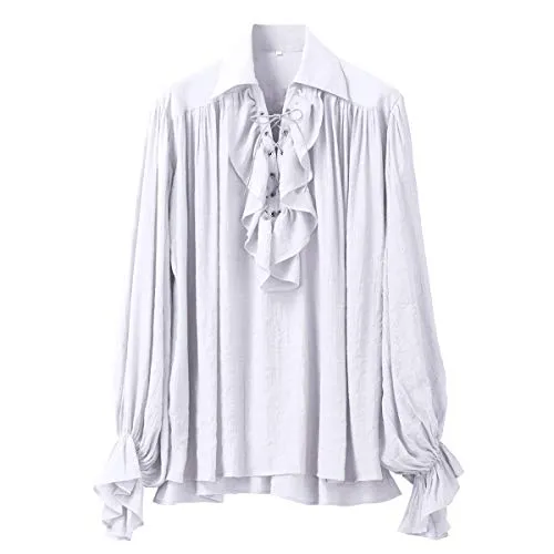 GRACEART Men's Pirate Shirt Costume (White, Medium) steampunk buy now online