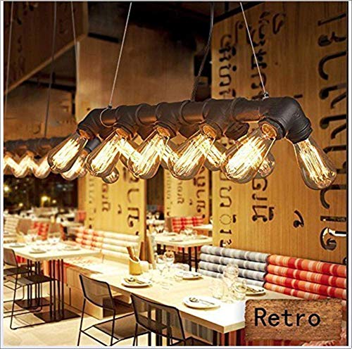 ZGYQGOO Vintage Industrial Ceiling Pendant Light - Steampunk Hanging Lamp Retro Metal Water Pipe Chandelier 10 Lights for Room Bar Restaurant Decoration - Rust Colour (Bulb Not Included) steampunk buy now online