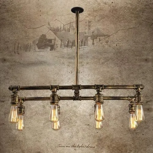 Simple And Cool Wall Lamp Steampunk 8-Lights Industrial Chandelier Iron Metal Water Pipe Shaped Ceiling Hanging Light Pendant Lamp Holder Fixture for Bar Club Restaurant E27 Energy Efficiency steampunk buy now online