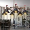 Modeen Industrial Iron Steampunk Metal Retro/Vintage Copper Pendant Pipe 6 Lights Edison Kitchen Ceiling Chandelier Lighting Rustic (Not Include Bulb) steampunk buy now online