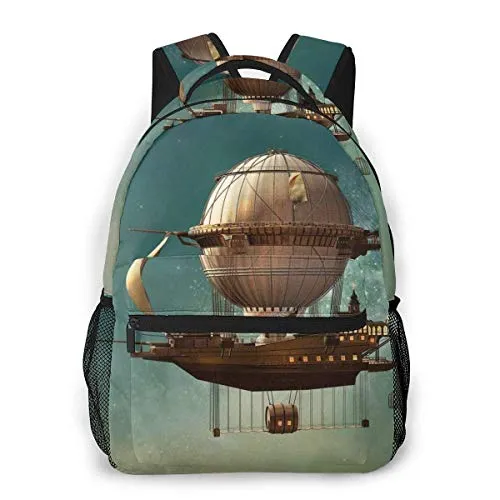 Lawenp School Backpacks Surreal Sky Scenery Steampunk Airship Fairy Sci Fi Stardust Space Image for Teen Girls&Boys 16 Inch Student Bookbags Laptop Casual Rucksack steampunk buy now online