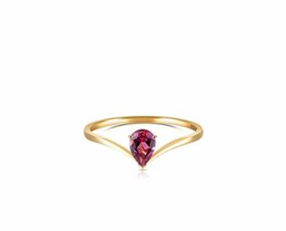 AueDsa Ring Gold 18K Gold Diamond Rings for Women V Shape Ring with Pear Tourmaline 0.35ct Ring Size J 1/2 steampunk buy now online