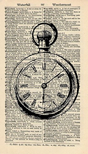POCKET WATCH ART PRINT - VINTAGE ART PRINT - STEAMPUNK Art Print - Illustration - Vintage Dictionary Art Print - Wall Hanging - Home Décor - Housewares - Book Print - WALL ART - ART PRINT - 206B steampunk buy now online