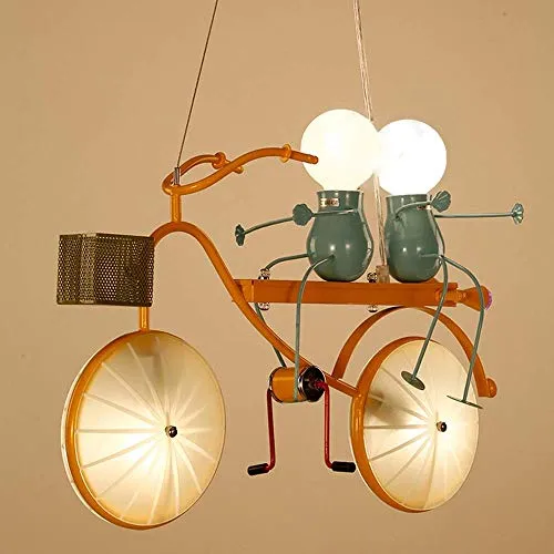 SEESEE.U Modern Personality Creative Bicycle Wrought Iron Chandelier Bedroom Living Room Lovely Lighting Body L 50 Cm H 40cm/8-18 Sqm steampunk buy now online