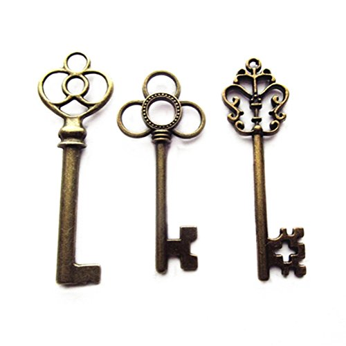 Makhry Mixed Pack of 30 Vintage Retro Rustic Skeleton Keys in Antique Bronze Color,3 Style,30 pcs Rustic Wedding Favor(Antique Bronze) steampunk buy now online