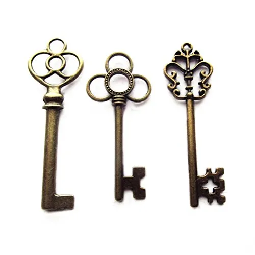 Makhry Mixed Pack of 30 Vintage Retro Rustic Skeleton Keys in Antique Bronze Color,3 Style,30 pcs Rustic Wedding Favor(Antique Bronze) steampunk buy now online