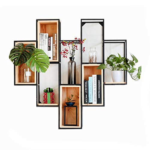 YANG Wall Mounted Shelf Racks Steampunk Holder Shelves Wrought Iron Wood Shelf Wall Hanging Partition Wall Decoration Display Rack Wine Rack Bookshelf 106 * 25 * 103cm steampunk buy now online