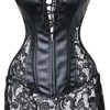 EUDOLAH Women's Gothic Lace Up Front Punk Faux Leather Bustier Corset Dress Plus Size Lingerie Sets Large (3XL, Black) steampunk buy now online