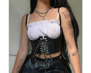 Black Underbust Harness, PU Leather Corset Belt, Gothic Clothing by EthnicBargains steampunk buy now online