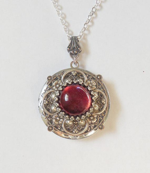 Dragon Breath Fire Opal Silver locket--silver locket.Mother's Day gift Christmas gift Valentines day bridesmaid gift by TwilightsCastle steampunk buy now online
