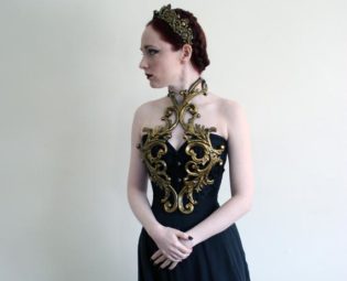 Gold Filigree Metallic Rubber Latex Ornate Harness Breastplate Chest piece Armour Gothic Faerie Elf Baroque Fantasy Steampunk by AconiteCreations steampunk buy now online