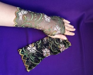 Navy with color floral lace Fingerless Gloves, Witch, Wedding, Gothic, Regency, Tribal, Bellydance, Goth, Bridesmaid, Vampire, Helloween by DreamsDay steampunk buy now online