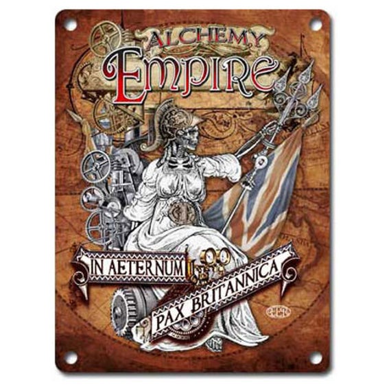 Steampunk Empire Alchemy Gothic Britannica Small Metal/Steel Wall Sign by RoadKnightsOnline steampunk buy now online