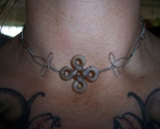 Sterling Silver Wire Tied Celtic Knot Necklace with Intricate Handmade Chain Very Delicate OOAK GIRLY and Earthy Choker free shipping in USA by AJsCalico steampunk buy now online