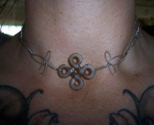 Sterling Silver Wire Tied Celtic Knot Necklace with Intricate Handmade Chain Very Delicate OOAK GIRLY and Earthy Choker free shipping in USA by EnchantedCalico steampunk buy now online