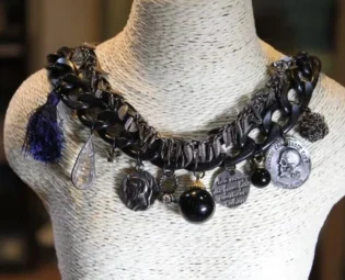 Stylish Steampunk Gun Metal Black Tone Double Strands Necklace by UtreasureBox steampunk buy now online