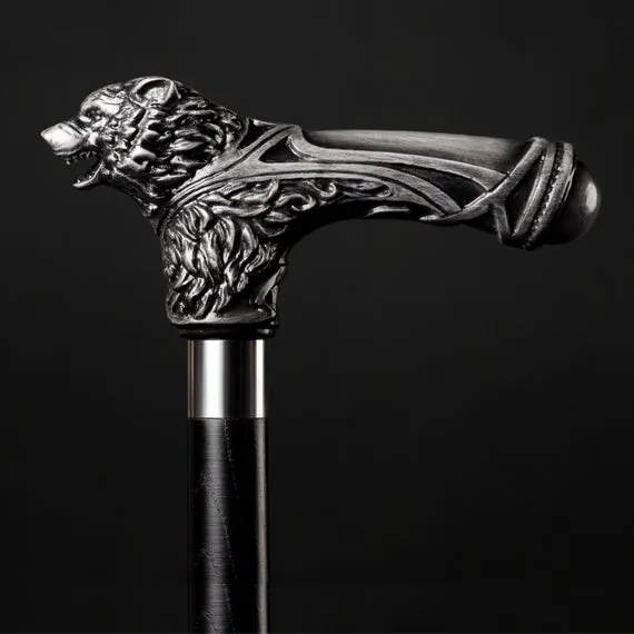 Wolfman Black Luxury Waking Cane Wolf for Him Gift - Walking Stick for Men Exclusive Black Canes - Steampunk Saint Patrick's Day Gift by ARTWalkingSticks steampunk buy now online Wolfman Black Luxury Waking Cane Wolf for Him Gift - Walking Stick for Men Exclusive Black Canes - Steampunk Saint Patrick's Day Gift by ARTWalkingSticks steampunk buy now online
