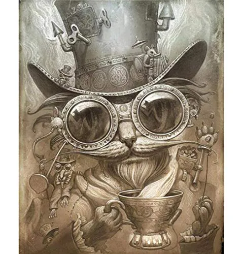 Cat Steampunk Full Needlework Square Diamond Painting Cross Stitch Kit 5D Diamond Embroidery DIY Diamond Mosaic Crafts 40 * 50CM steampunk buy now online