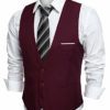 JINIDU Men's Slim Fit Wedding Waistcoat Casual Regular Fit Business Suit Vests, M, Wine Red steampunk buy now online