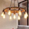 Liuqing Adjustable Wrought Iron Pendant Light Retro Industrial Style Theme Decorative Chandelier Pendant Ceiling Light Steampunk Wood Iron Gear Creative Chandelier E27 steampunk buy now online