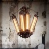 Chandelier Pendant Light Fixture Industrial Retro LOFT Steampunk Flute Lamp Tube Shape Design 8 Heads Rusty Color Wrought Iron Ceiling Lighting E27 Fixture Diameter 18.5 Inch for Bar Cafe Living Room steampunk buy now online