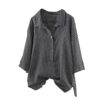 Lazzboy Womens Linen Striped Button Up Long 3/4 Sleeve Blouse Top T Shirt (2XL,Black) steampunk buy now online