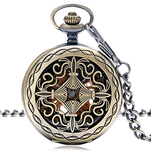 DFBGL Pocket Watch Men Women Pocket Watch Retro Mechanical Hand Wind Steampunk Pendant Chain Bronze Classic Roman Number Gift steampunk buy now online