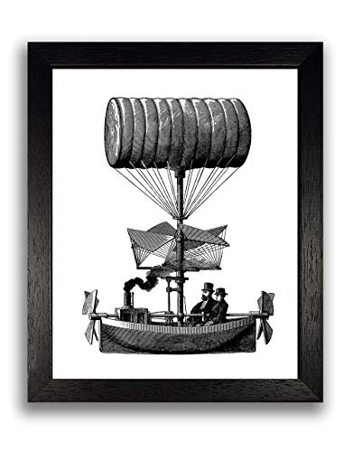 Flying Steampunk Ship Art Print, Victorian Machine Poster, Home Wall Decor 8 x 10 inches steampunk buy now online