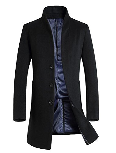 Vogstyle Men's Casual Slim Fit Woolen Coat Trenchcoats M Thick Black steampunk buy now online