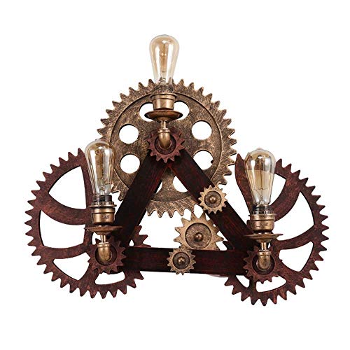LOKKRG 3-heads Loft Steampunk Industrial Water Pipe Retro Wall Lamp Village Gear,Iron Metal Wall Sconce,Living Room Bar Wall Light E27 steampunk buy now online