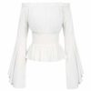 Belle Poque Retro Shirt Women Long Sleeves Chic Denude Shoulders Blouse Tops Vintage Victorian Blouse Medieval Steampunk White BP468-3 steampunk buy now online