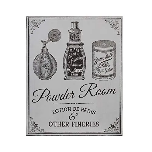 Premier Housewares 2800765 Powder Room Wall Plaque - Grey 1x20x25 cm steampunk buy now online