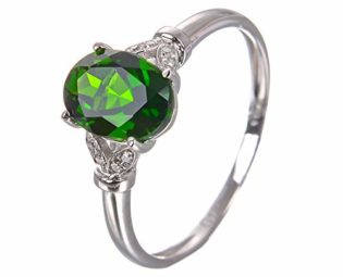 Ubestlove Promise Ring White Gold Daughter Rings For Girls Oval Leaf Diopside Ring Women I 1/2 steampunk buy now online