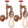 ZGYQGOO 2 Pack Wall Lighting Fixtures Bronze Indoor Steampunk Wall Light - Vintage Wall Mount Sconce for Bedroom Corridor Attic Kitchen, E26/E27 Socket, Max60W steampunk buy now online