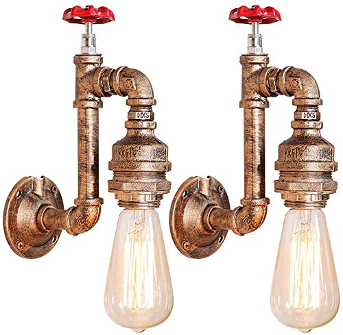 ZGYQGOO 2 Pack Wall Lighting Fixtures Bronze Indoor Steampunk Wall Light - Vintage Wall Mount Sconce for Bedroom Corridor Attic Kitchen, E26/E27 Socket, Max60W steampunk buy now online