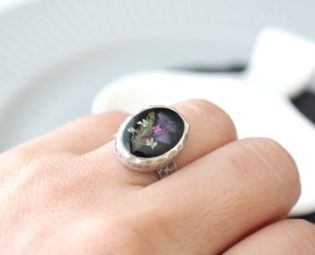 Antique Silver Plated/ Eco-Resin Ring, Simple band, Adjustable Ring, Natural Jewelry Gift by NaturalFind steampunk buy now online