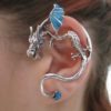 Blue glitter ethereal dragon ear cuff jewelry by StylesBiju steampunk buy now online