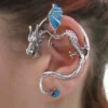 Blue glitter ethereal dragon ear cuff jewelry by StylesBiju steampunk buy now online
