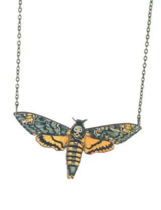 Deathhead moth Necklace- Wooden Vintage inspired jewellery laser cut by DelphisDelights steampunk buy now online