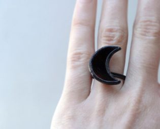 Half Moon Ring, Halloween Jewelry, Black Moon, Adjustable, Cocktail Ring, Simple Beautiful, Celestial Gift by ArtKvarta steampunk buy now online