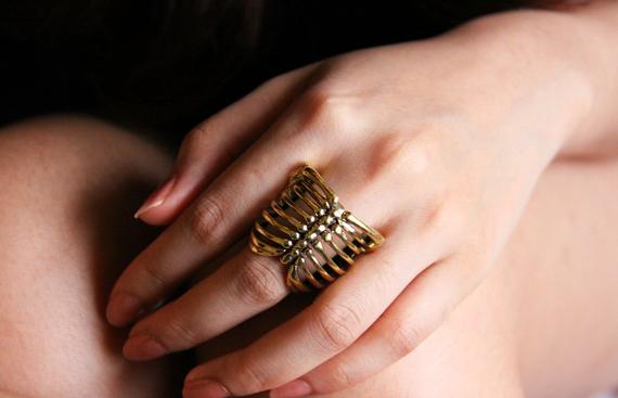 Human Ribcage Skeleton Ring - brass metal work by SeptemberRoom steampunk buy now online