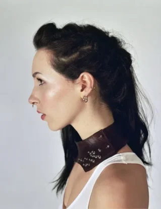 Leather choker, studded necklace,neck corset, neck collar,studded choker, gift, steampunk,goth,statement necklace, leather necklace, punk by Renush steampunk buy now online