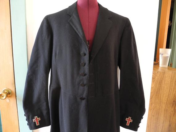 Masonic Men's Wool Coat Knights Templar Bullion Cross Patch Secret Society Lilley Ames Co 30s 40s Steampunk by GlitteratiHautie steampunk buy now online